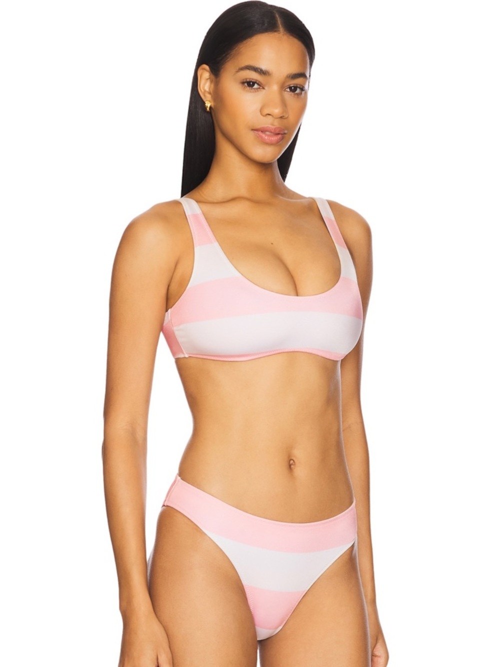 SOLID & STRIPED Pink and White Striped Bikini Set